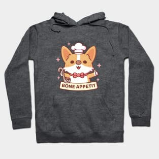 Cute Corgi Chef Bone Appétit Funny Pun Hoodie